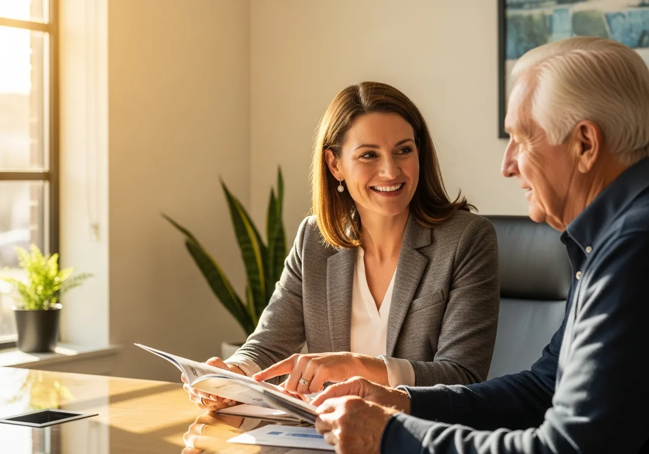 Medicare agent working with a senior client