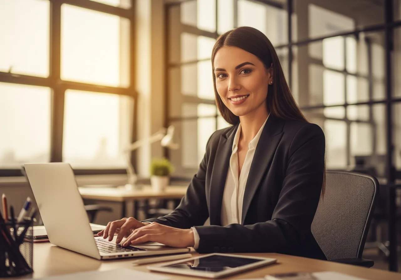 Agent presenting AI technology in office